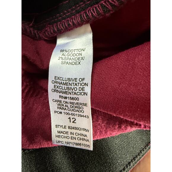 Democracy Burgundy Corduroy Pants Size 12 - Picture 7 of 8